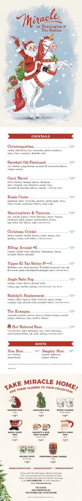 Miracle on Bennington at the The Station 2024 Christmas Cocktail Menu